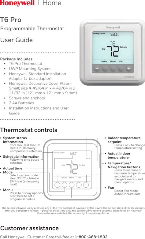 33-00182EFS—10 - T6 Pro Programmable Thermostat - Resideo