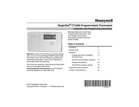 69-0654F - Thermostat PROGRAMMABLE de Honeywell MagicStat/33