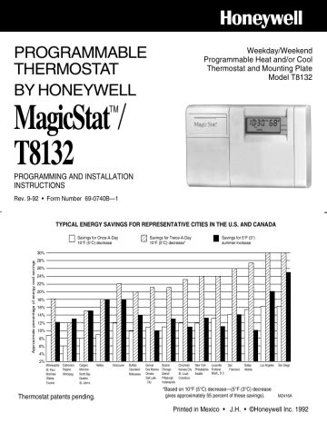 69-0740B - T8132 - Programmable Thermostat