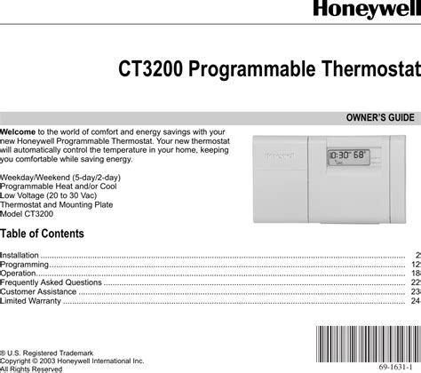 69-1631 - CT3200 Programmable Thermostat - Honeywell