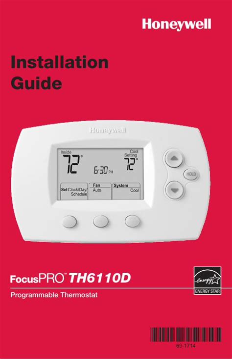 69-1714 - TH6110D Programmable Thermostat Installation Guide