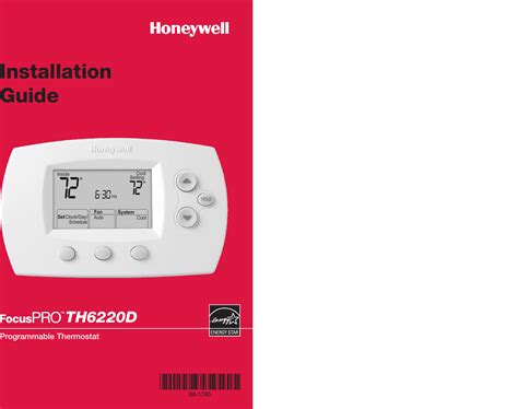69-1785 - TH6220D-Programmable Thermostat Installation Guide