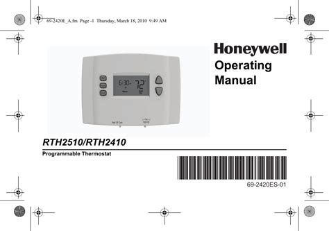 69-2420ES 01 - RTH2510/RTH2410 Programmable Thermostat