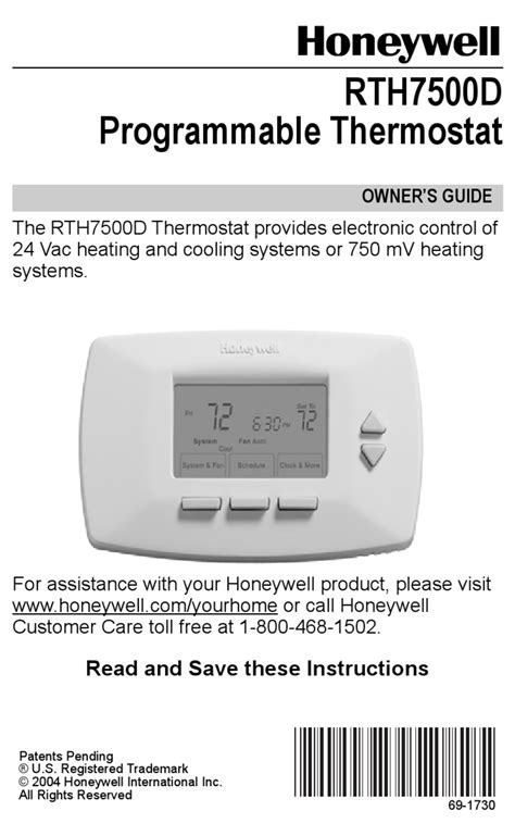 7 Day Programmable Thermostat Rth7500d Manual .pdf - apex ...