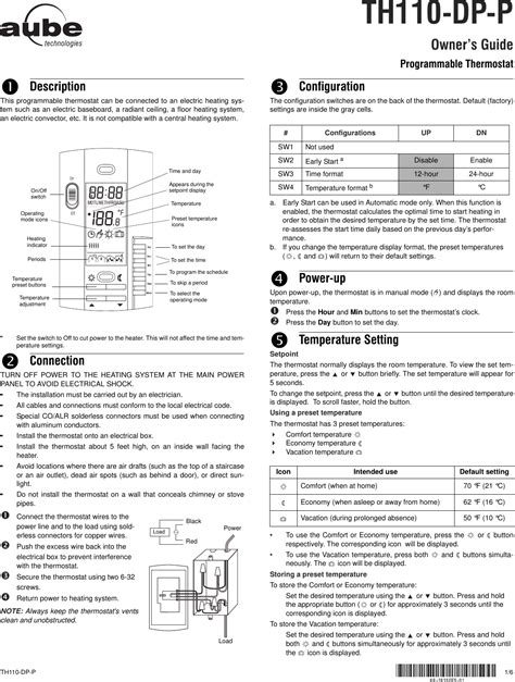 Aube Manual Instructions - ThermoSoft