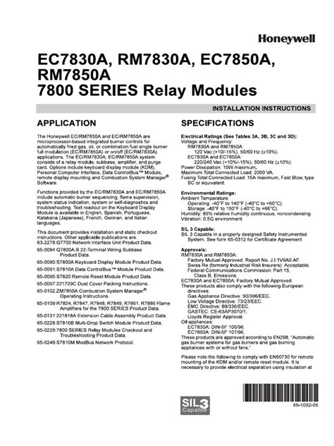 EC7830A, RM7830A, EC7850A, RM7850A 7800 SERIES Relay Modules