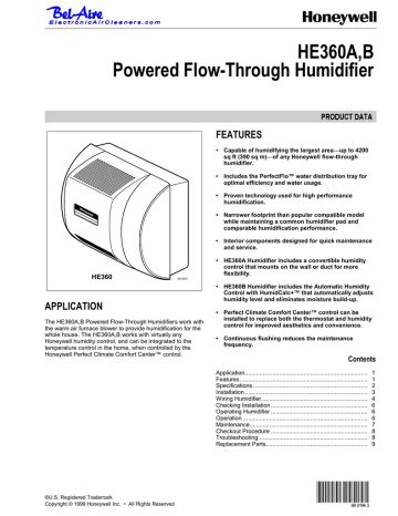 HE360A,B Powered Flow-Through Humidifier - Honeywell Store