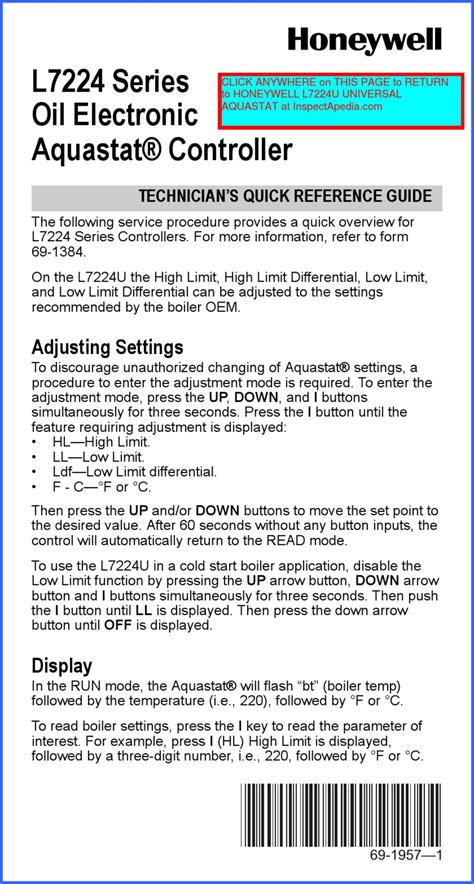 L7224U Electronic Aquastat® Selection Guide L7224U ...