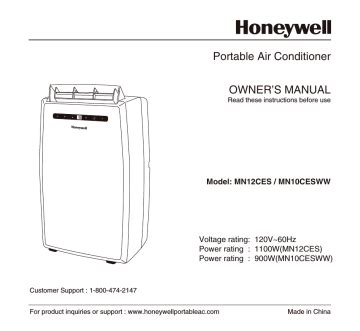 Portable Air Conditioner OWNER’S MANUAL - Honeywell Store