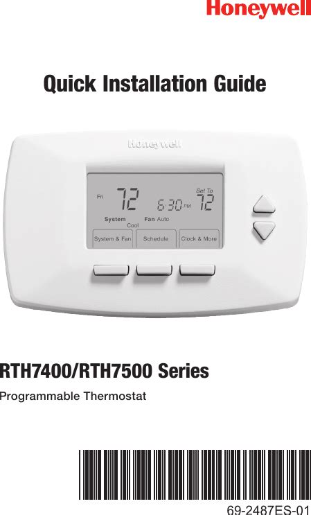RTH7400/RTH7500 Quick Installation Guide - Honeywell Store