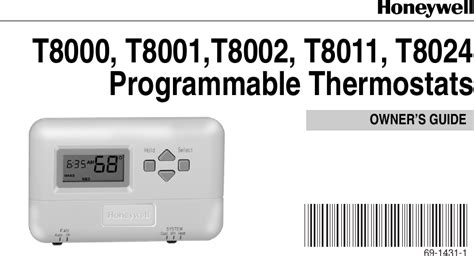 T8000C, T8001C, T8011R, T8024C Programmable Thermostats