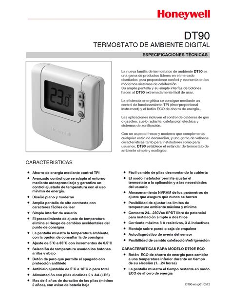 Termostato Honeywell T4 Guía de instalación