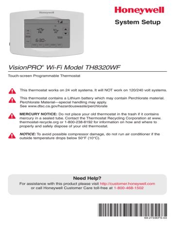 User Guide VisionPRO Wi-Fi Model TH8320WF